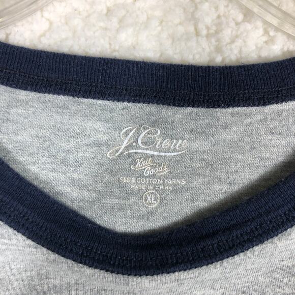 J. Crew Slub Cotton Ringer T-Shirt Blue/Grey Size XL Short Sleeve 100% Cotton - Picture 6 of 7
